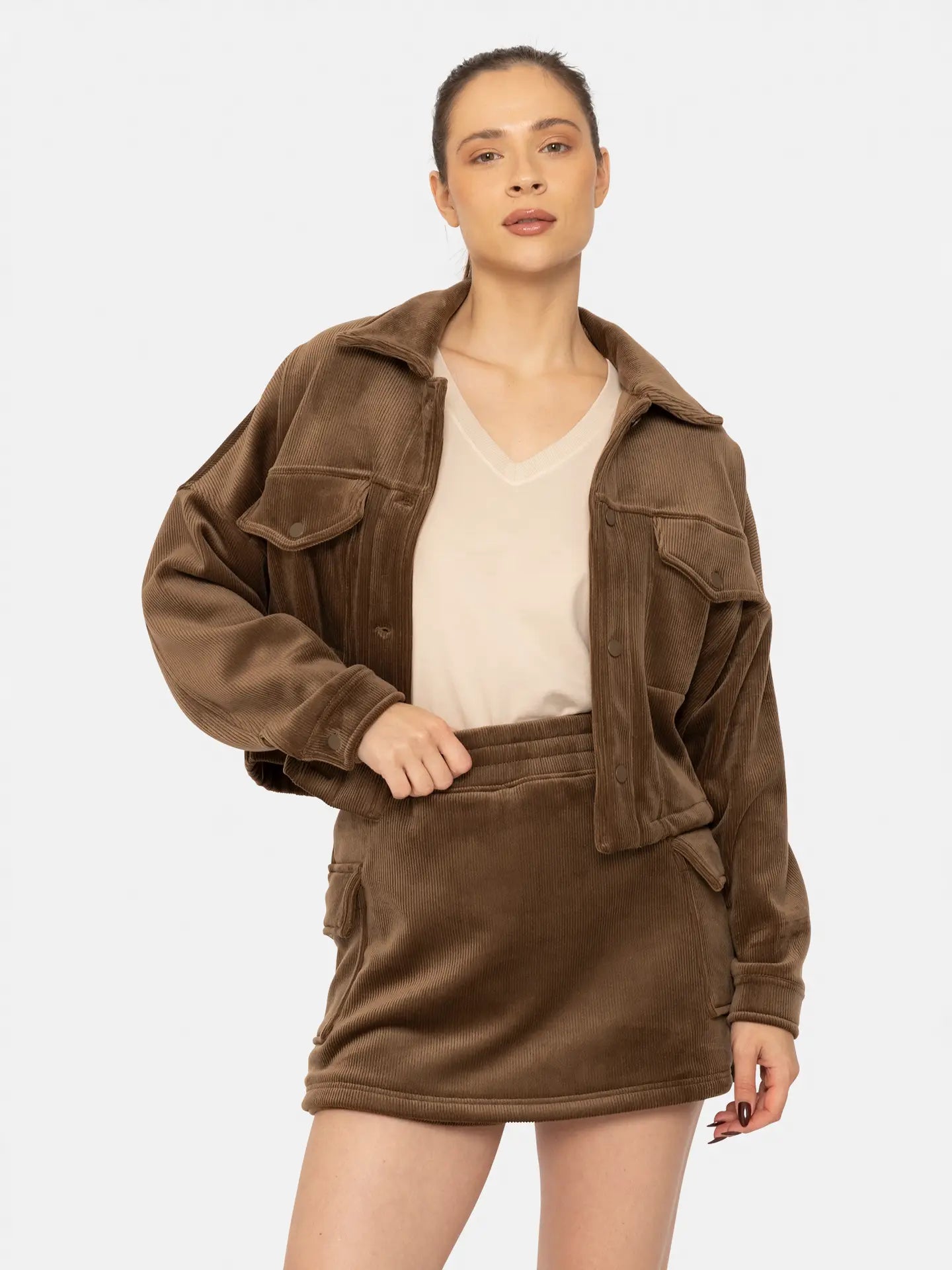 Chocolate Corduroy Cargo Skort