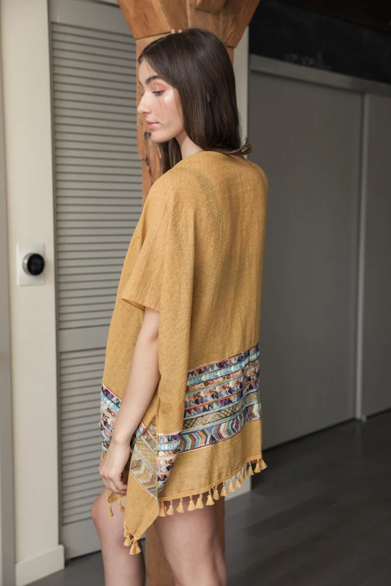 Geometric Tassel Kimono Cardi