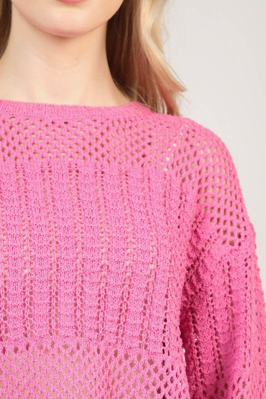 Magenta Crochet Sweater Set