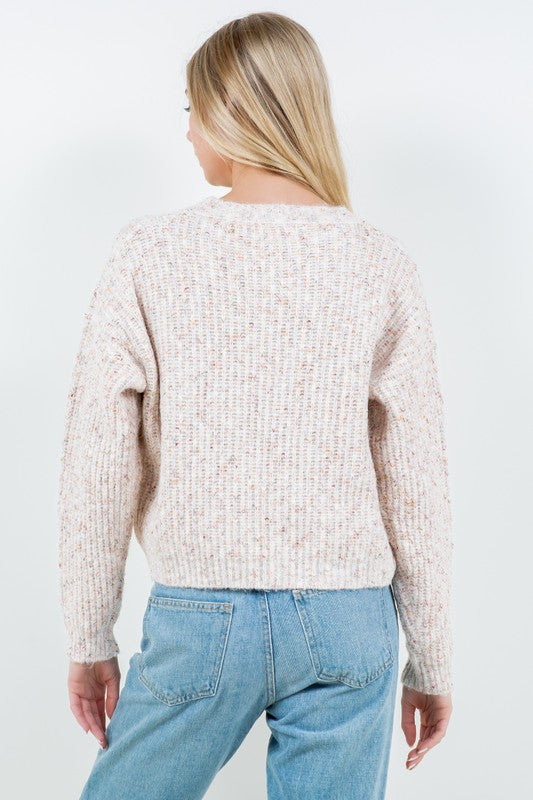 Marled Knit Crop Sweater