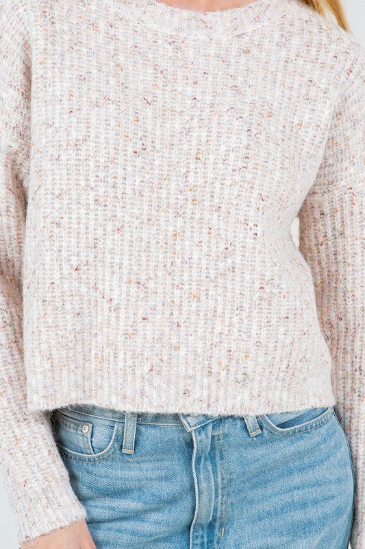 Marled Knit Crop Sweater