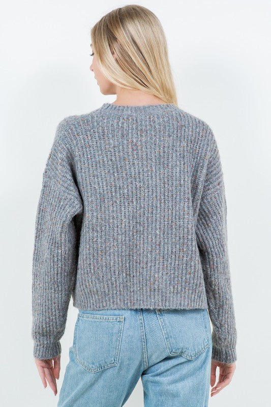 Marled Knit Crop Sweater