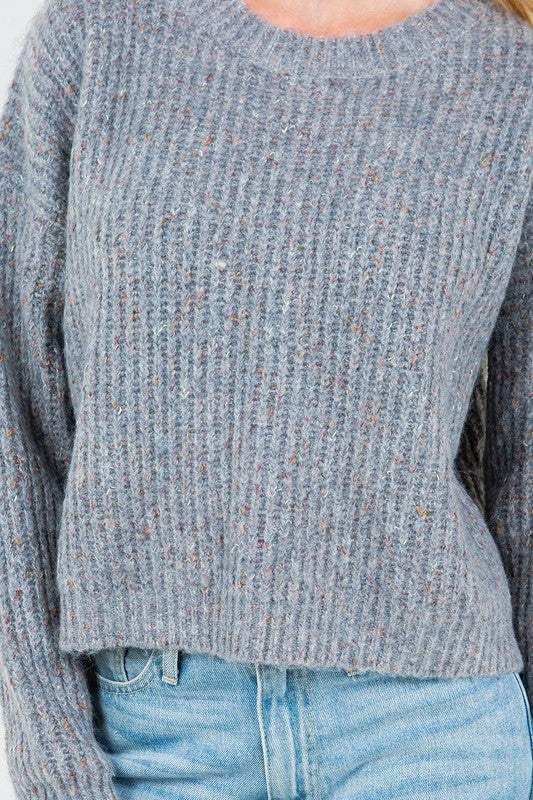 Marled Knit Crop Sweater