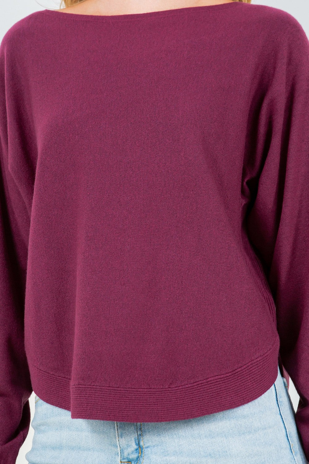 Berry Curve Hem Sweater Top