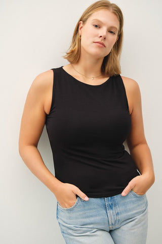 Waffle Contrast Stitch Pocket Top