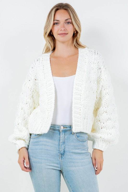 Ivory Chunky Knit Crop Cardi