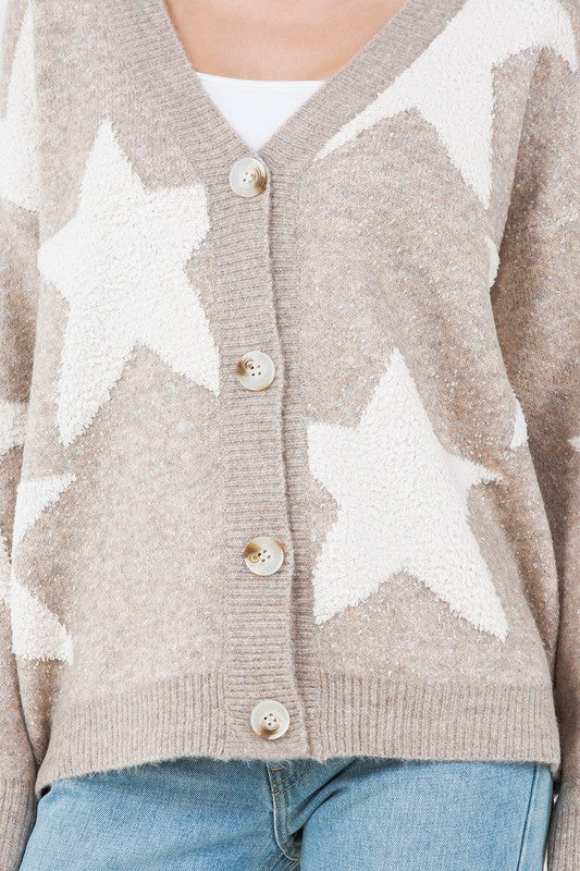 Oatmeal Star Button Cardigan