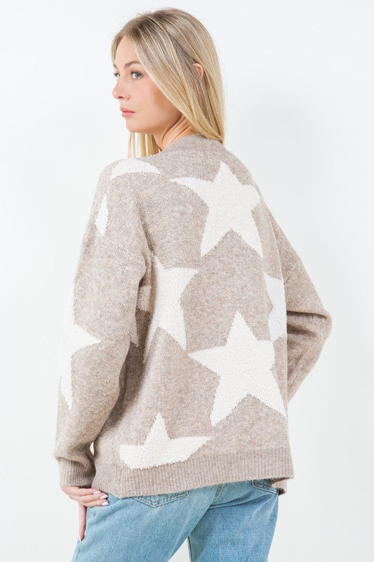 Oatmeal Star Button Cardigan