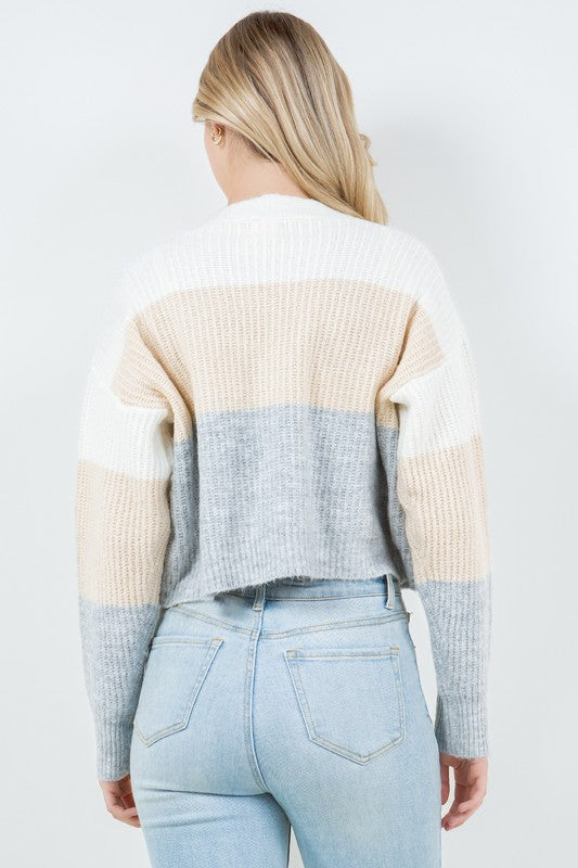 Neutral Color Block Cardi