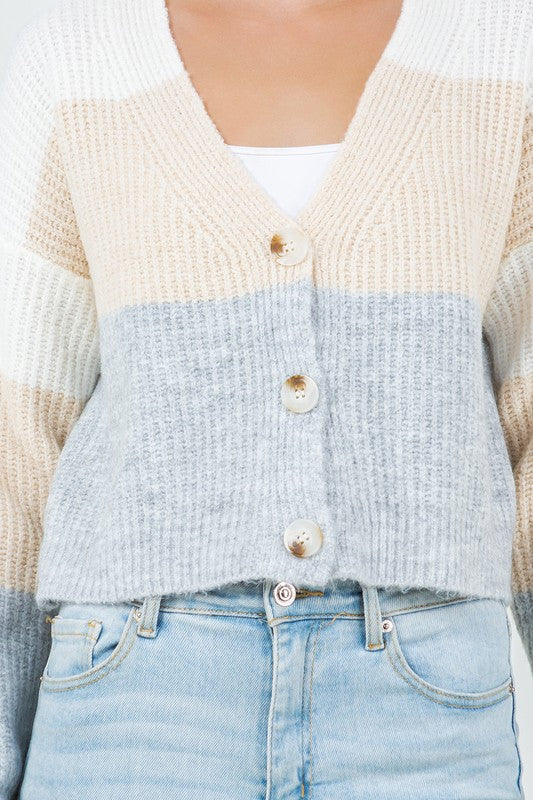 Neutral Color Block Cardi