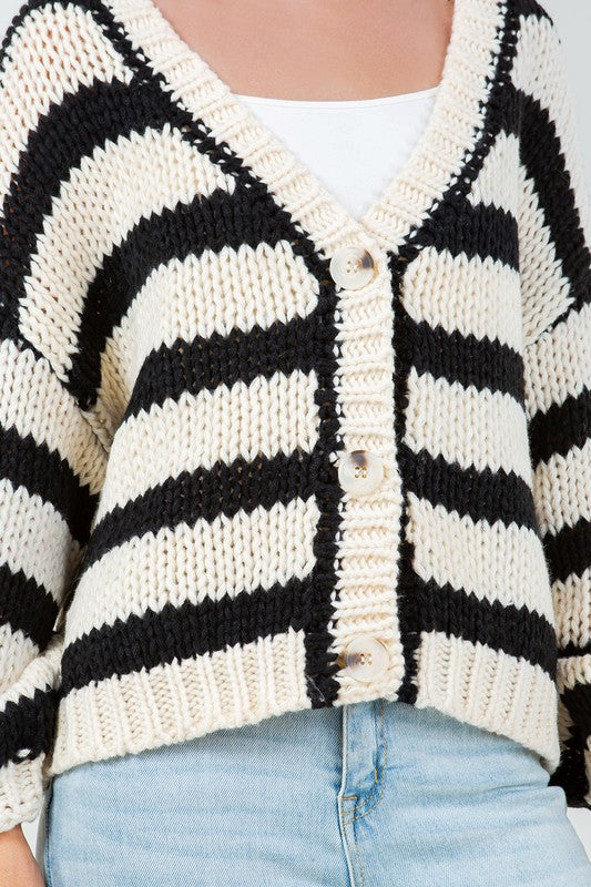 Chunky Knit Stripe Button Cardi