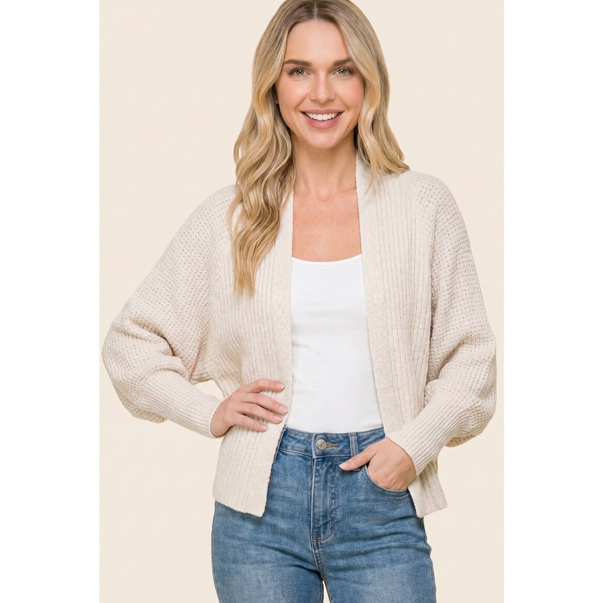 Waffle Weave Dolman Cardigan