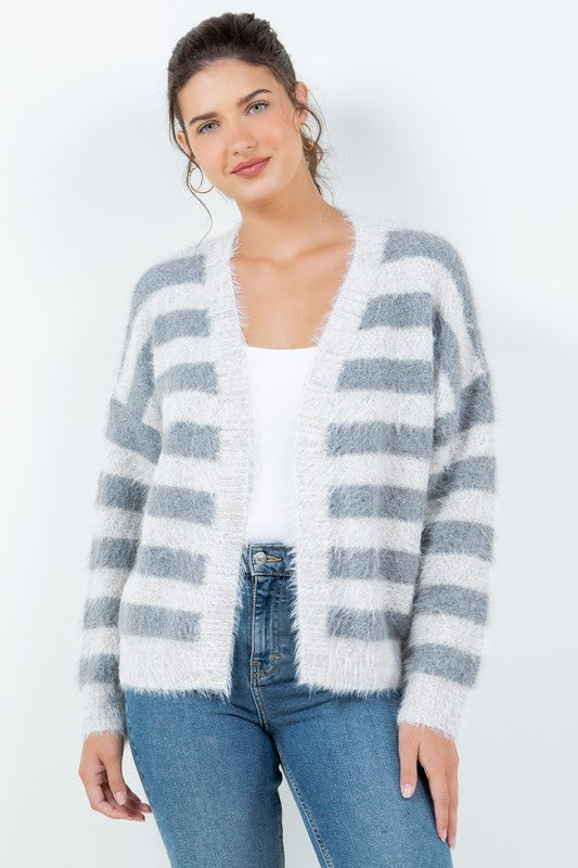 Grey Stripe Soft Cardi