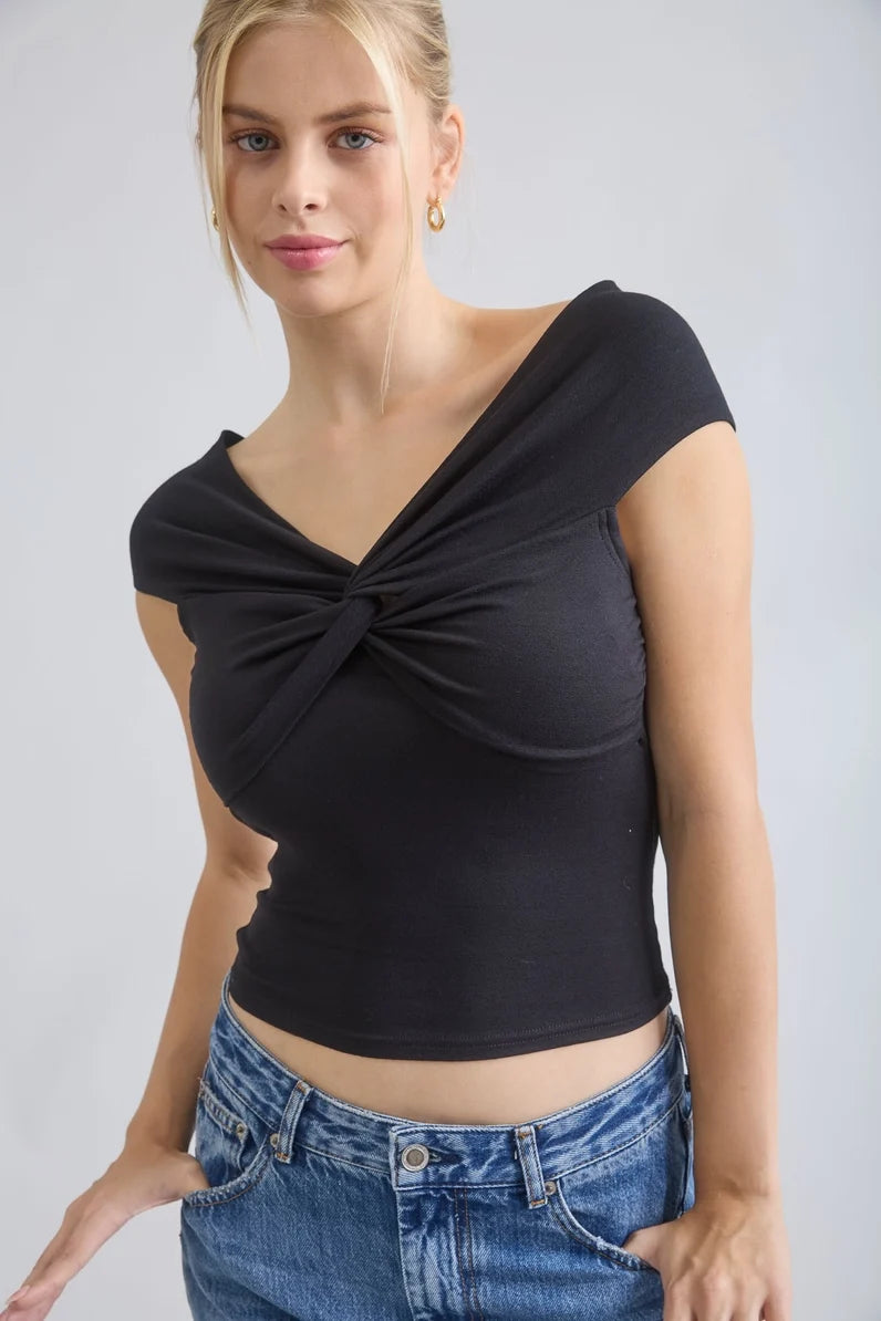 Black Sweetheart Neck Tee