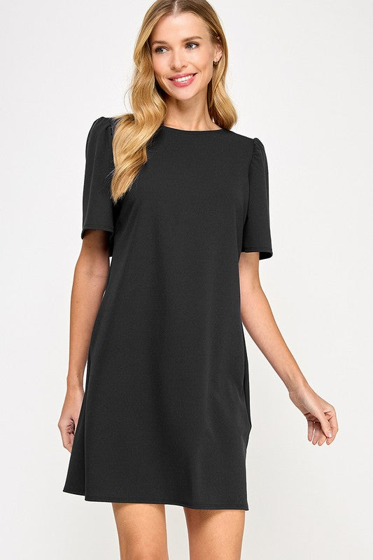 Black Bow Back Shift Dress