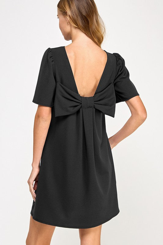 Black Bow Back Shift Dress