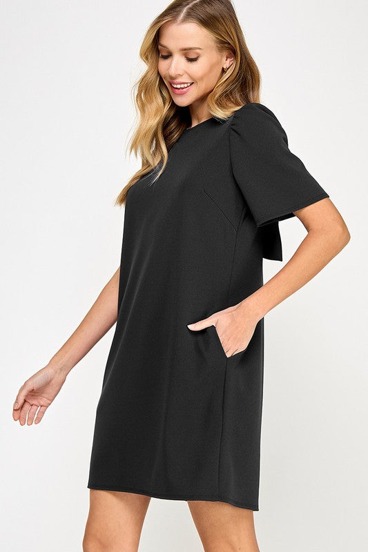 Black Bow Back Shift Dress