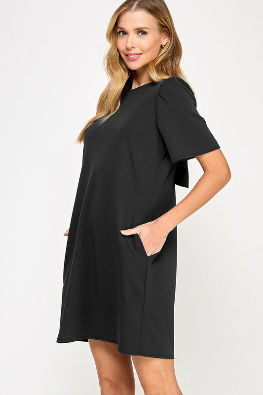 Black Bow Back Shift Dress