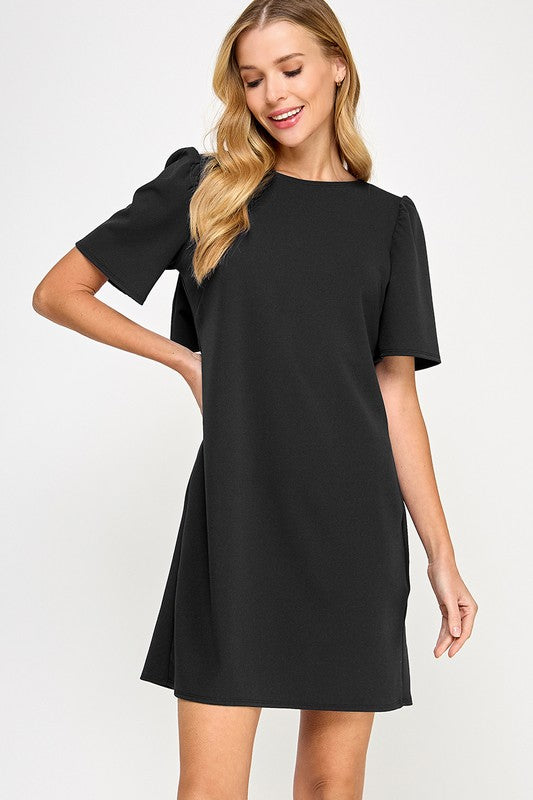 Black Bow Back Shift Dress