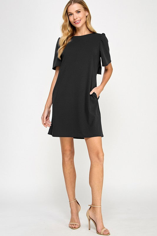 Black Bow Back Shift Dress