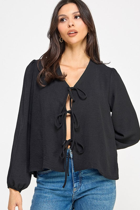 Black Bow Tie Blouse