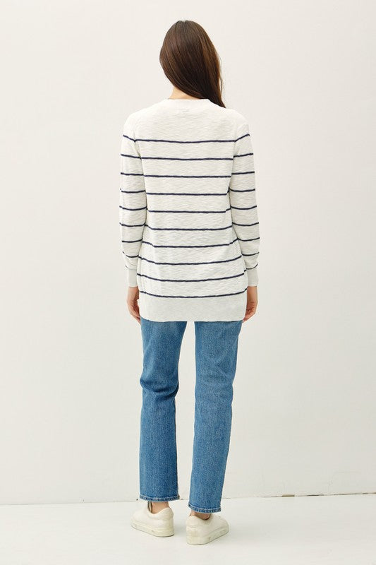 Navy Stripe Classic Cardi