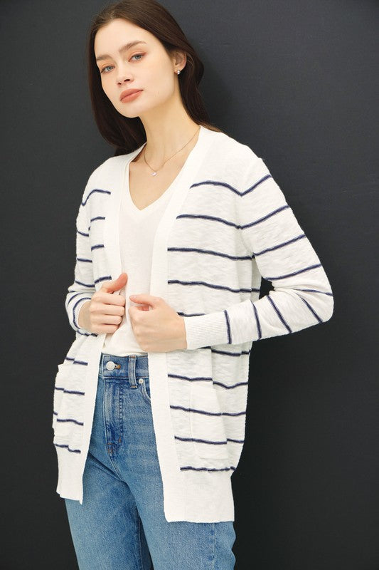 Navy Stripe Classic Cardi