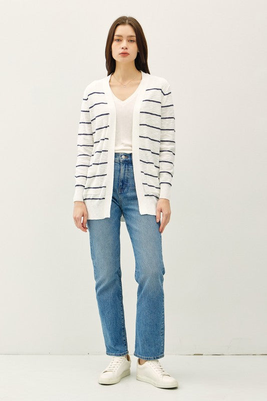 Navy Stripe Classic Cardi