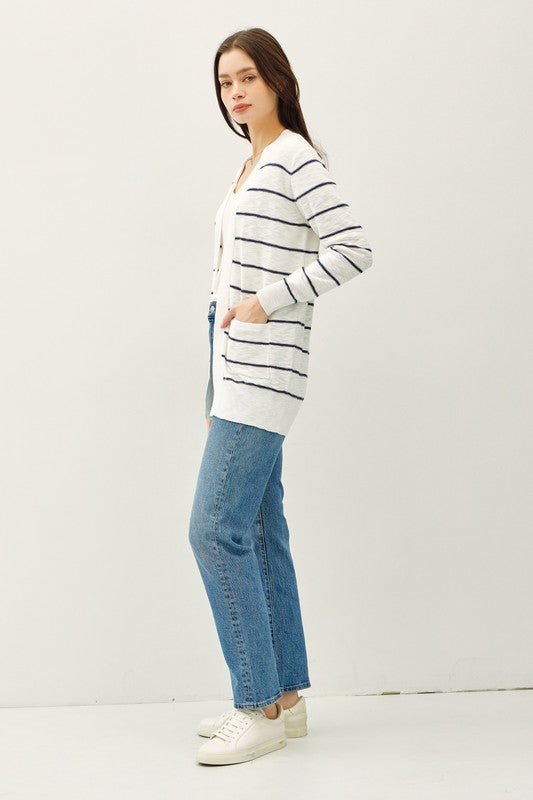 Navy Stripe Classic Cardi