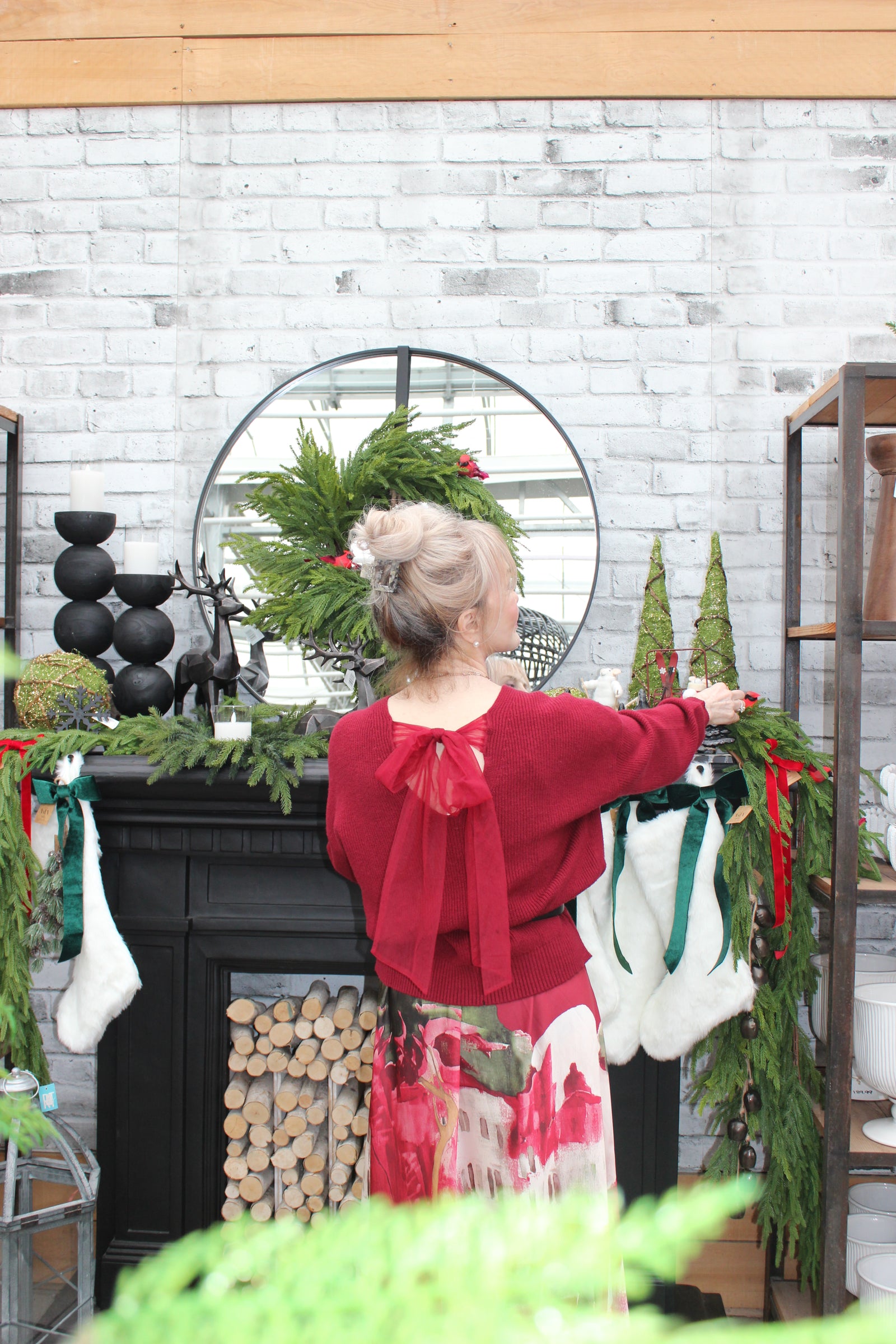 Wine Organza Bow Back Sweater