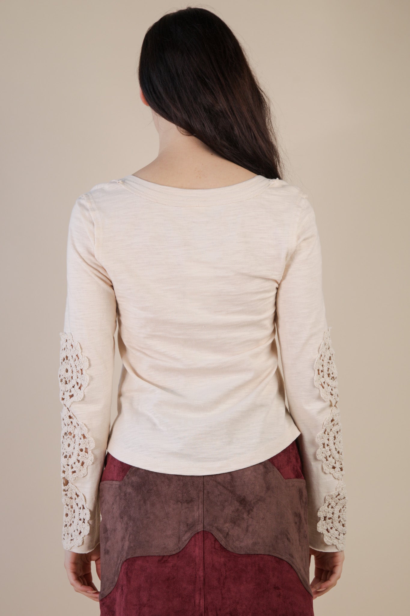 Crochet Sleeve Henley Top