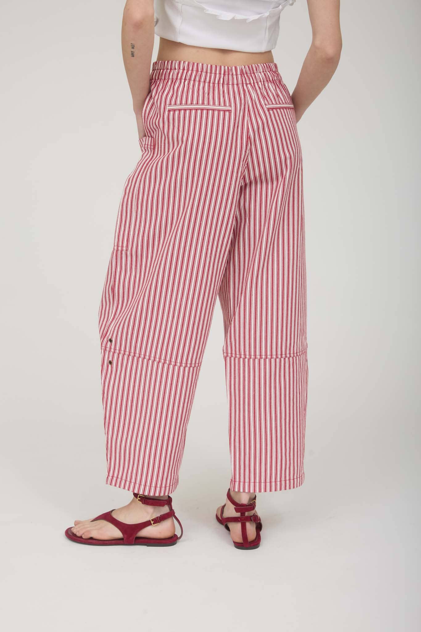 Navy Stripe Barrel Pants