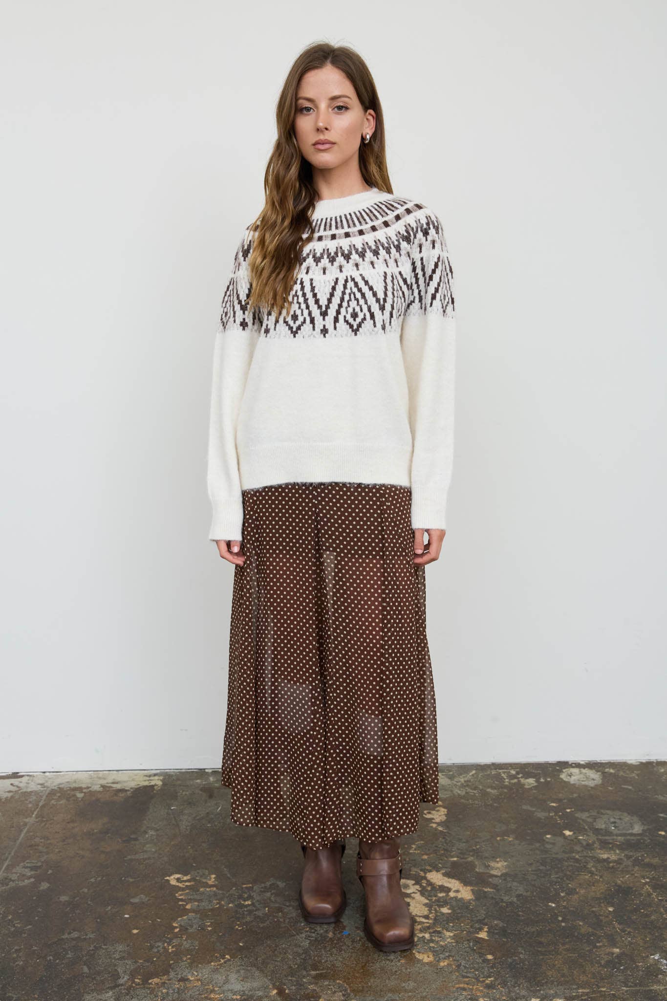 Cream Fair Isle Knit Sweater