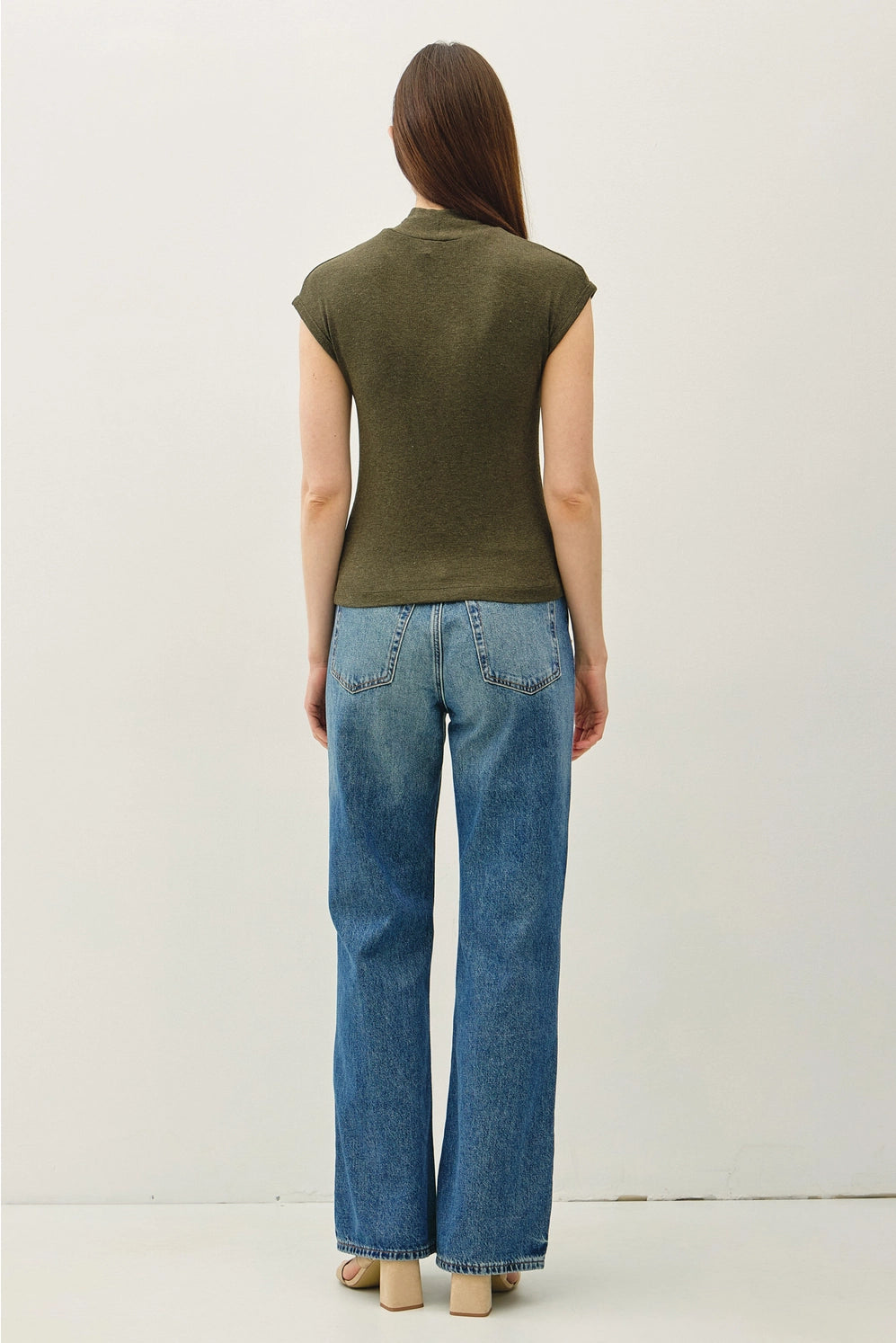 Olive Mock Neck Knit Top