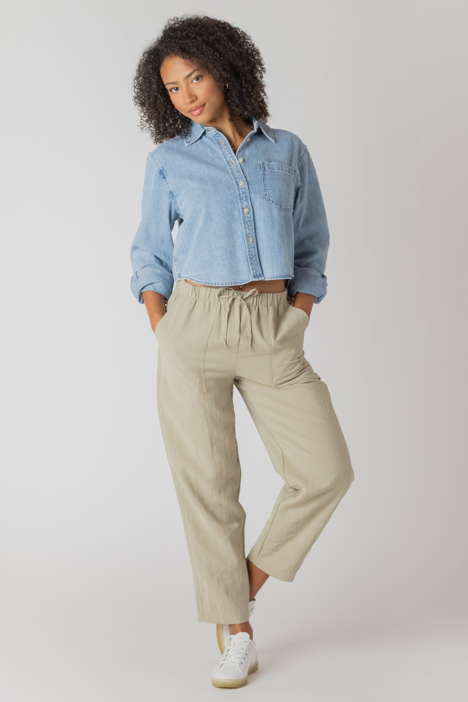 Tencel Denim Button Up Top