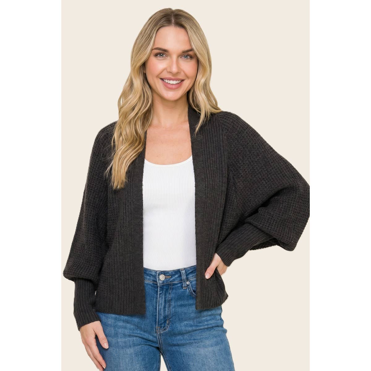 Waffle Weave Dolman Cardigan