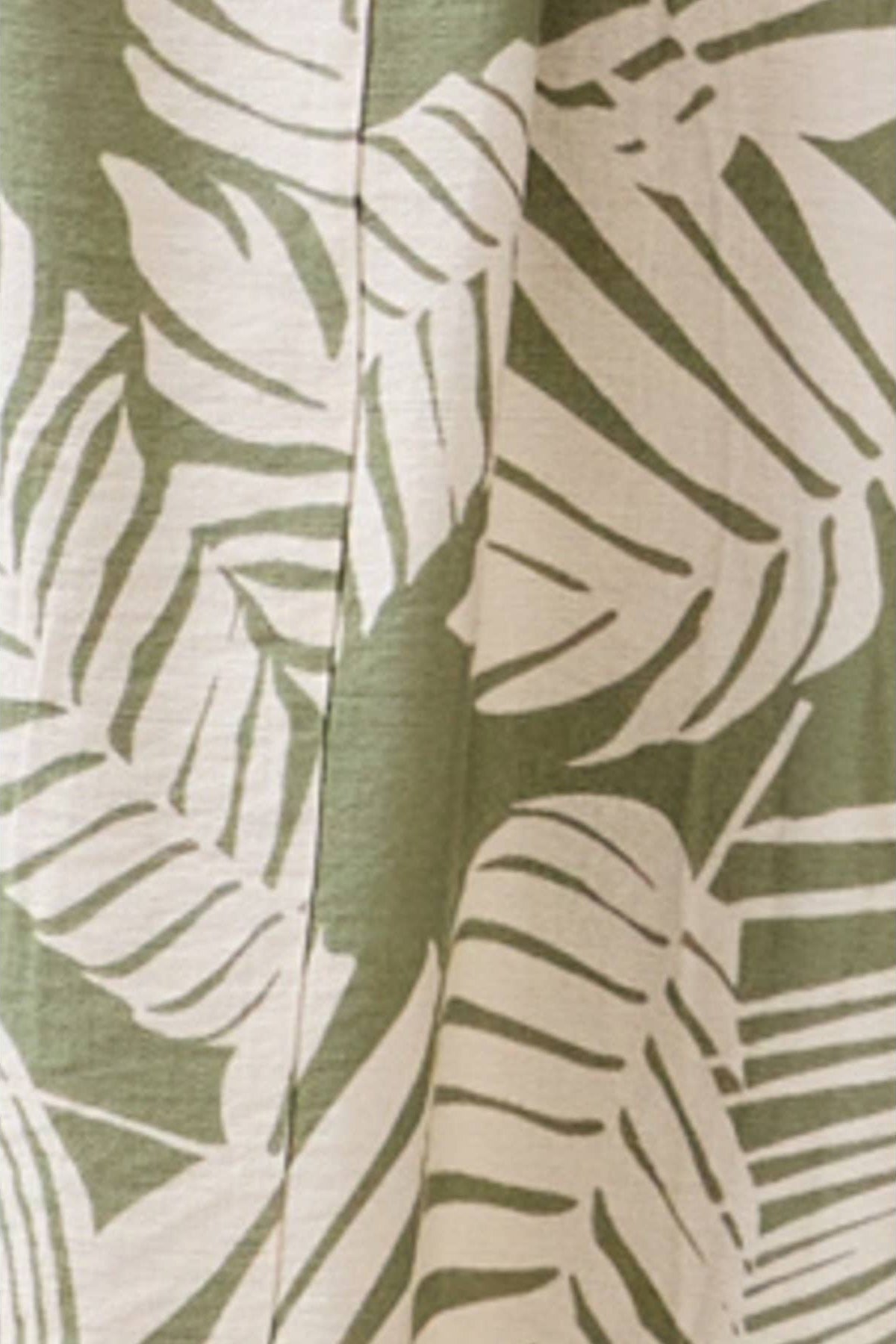 Tropical Leaf Rouched Midi Dress