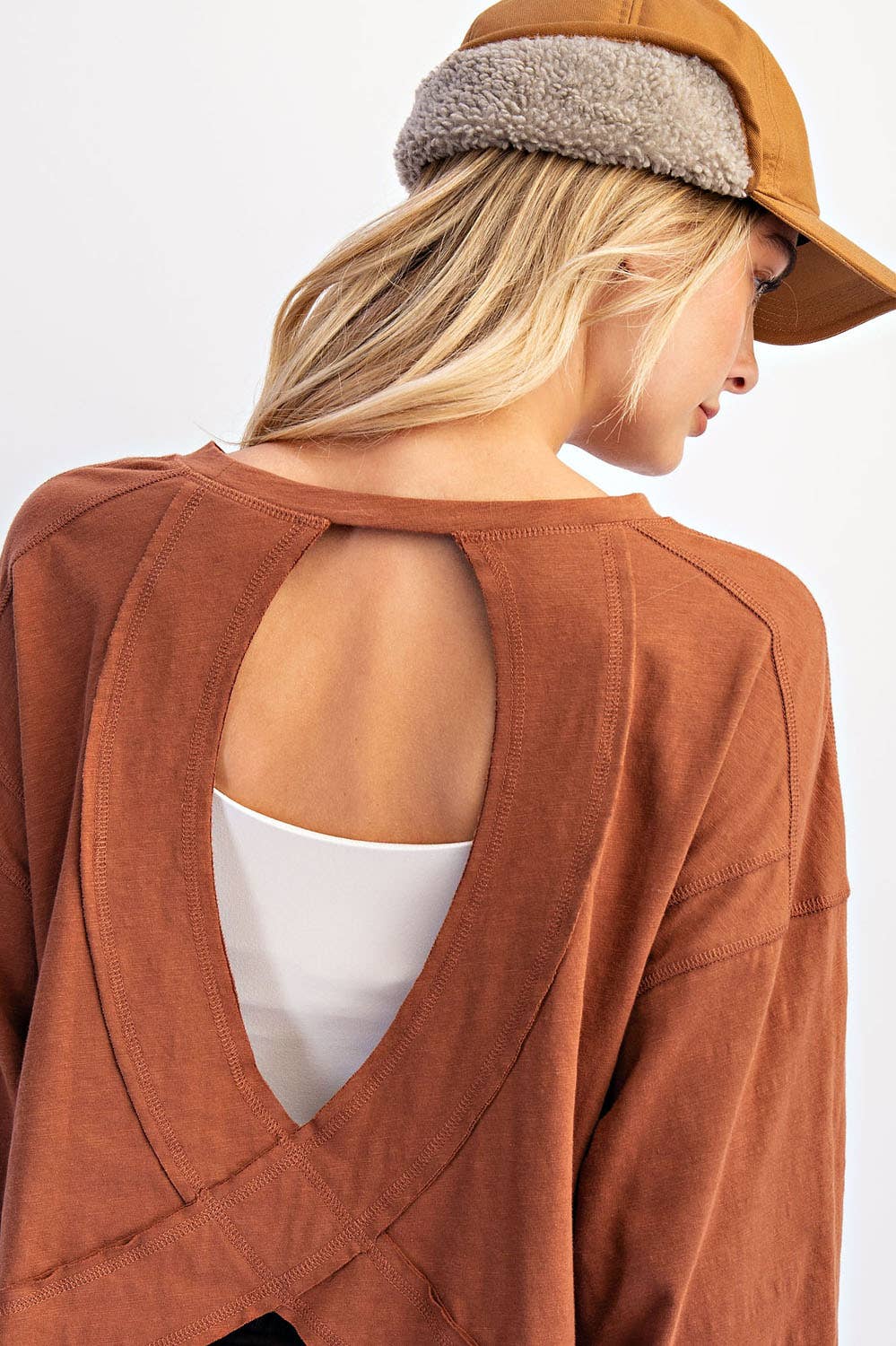 Cotton Slub Open Back Top