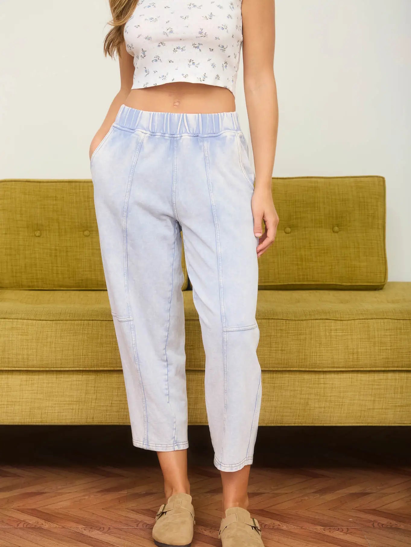 Terry Washed Chambray Pants