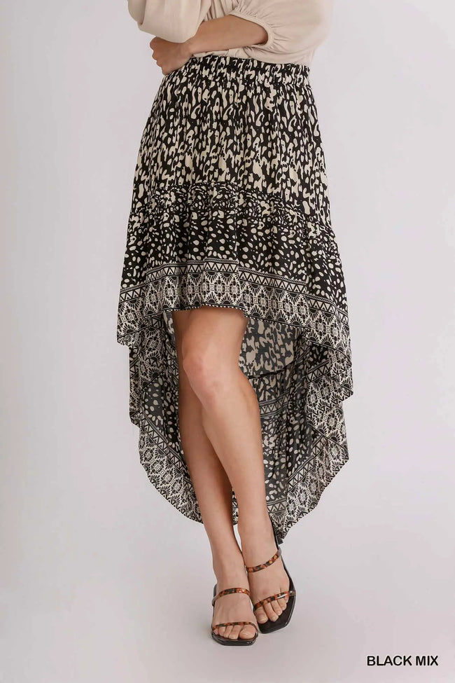 Animal Border Print Hi-Lo Skirt