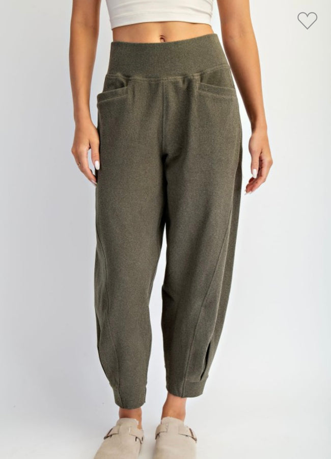 Olive Brushed Barrel Joggers