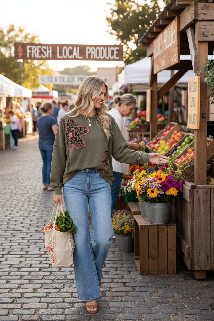 Leopard Flower Patch Sweatshirt