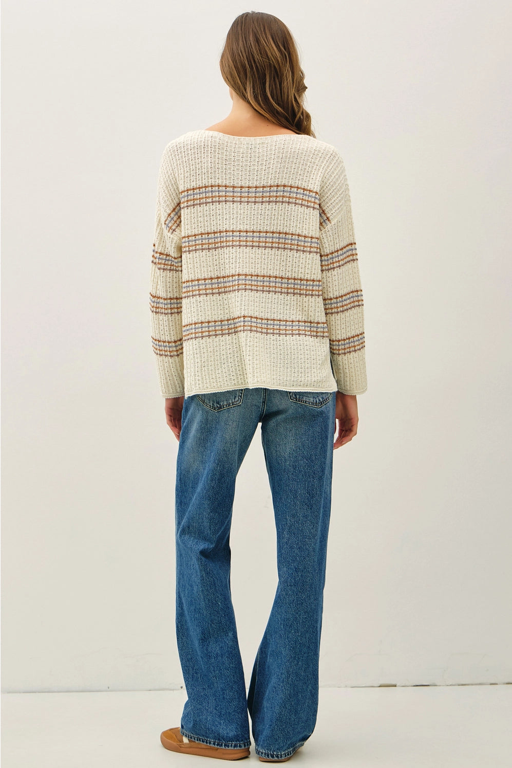 Cream Stripe Knit Sweater