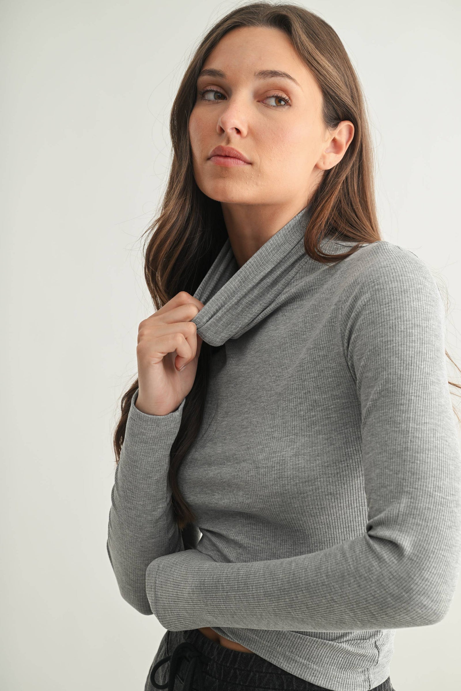 Micro Ribbed Long Sleeve Turtleneck