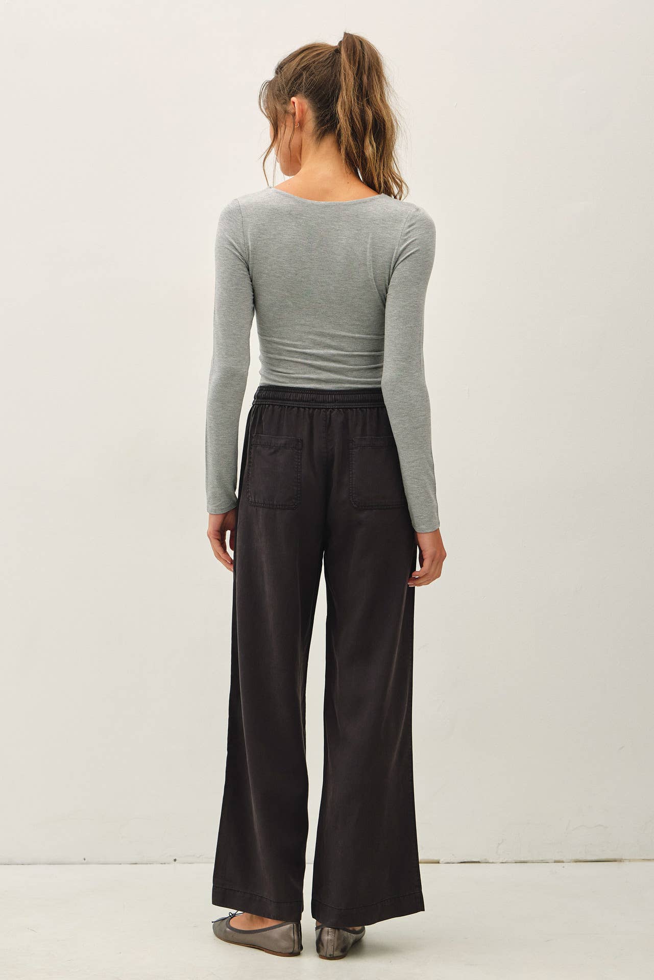 Tercel Tie Waist Wide Leg Pants