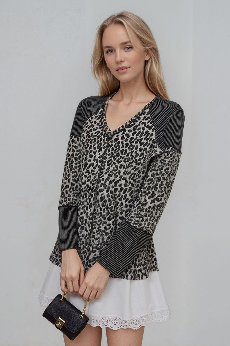 Charcoal Leopard Mix Top (Lyn)