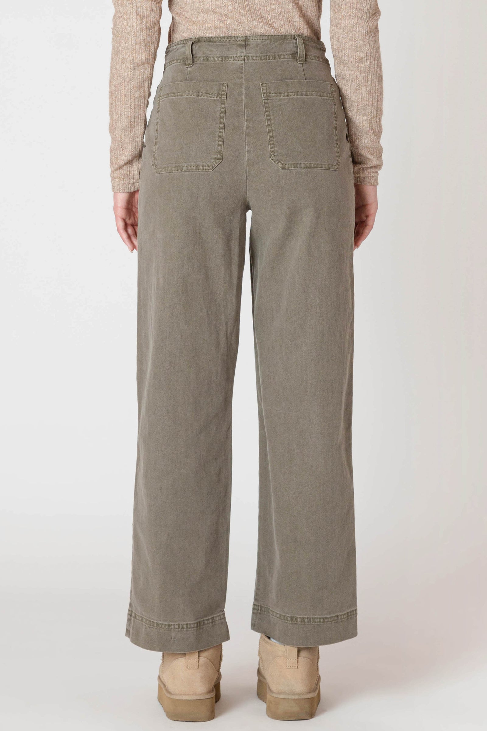 Khaki Green Straight Leg Pants