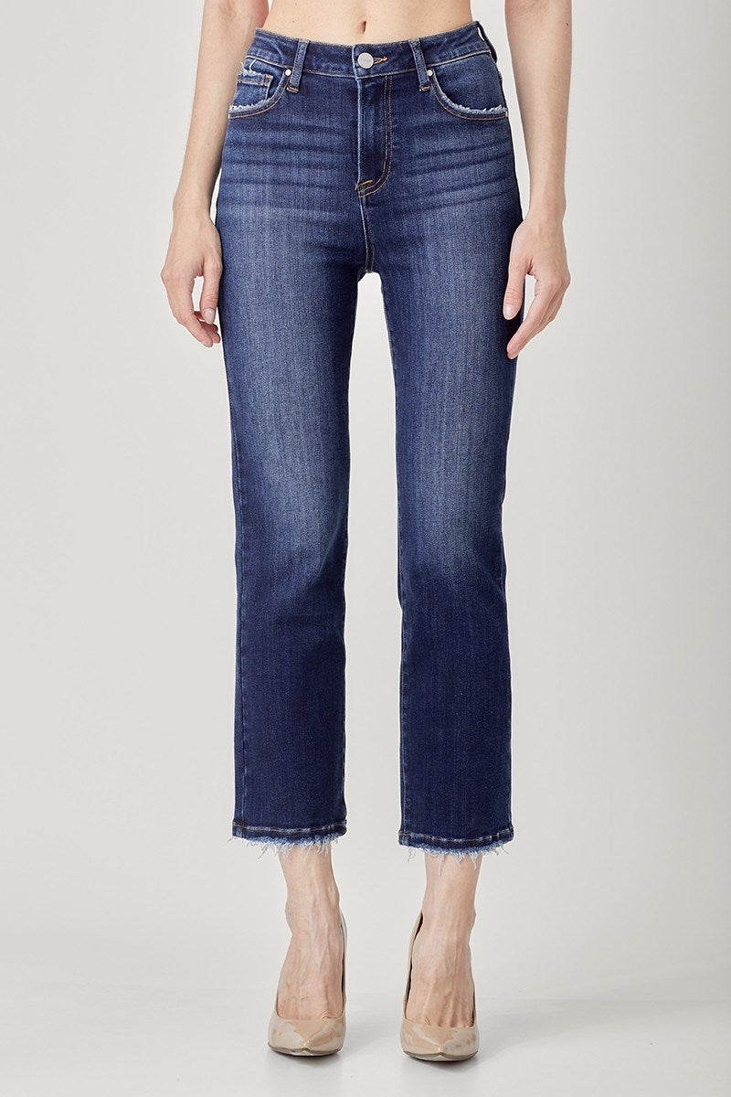 Dark Straight Kick Flare Jeans