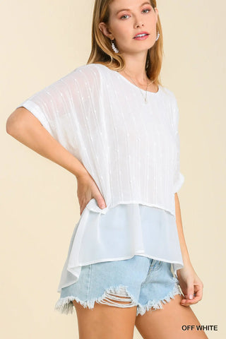Asymmetric Roll Sleeve Top