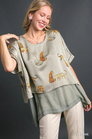 Asymmetric Roll Sleeve Top